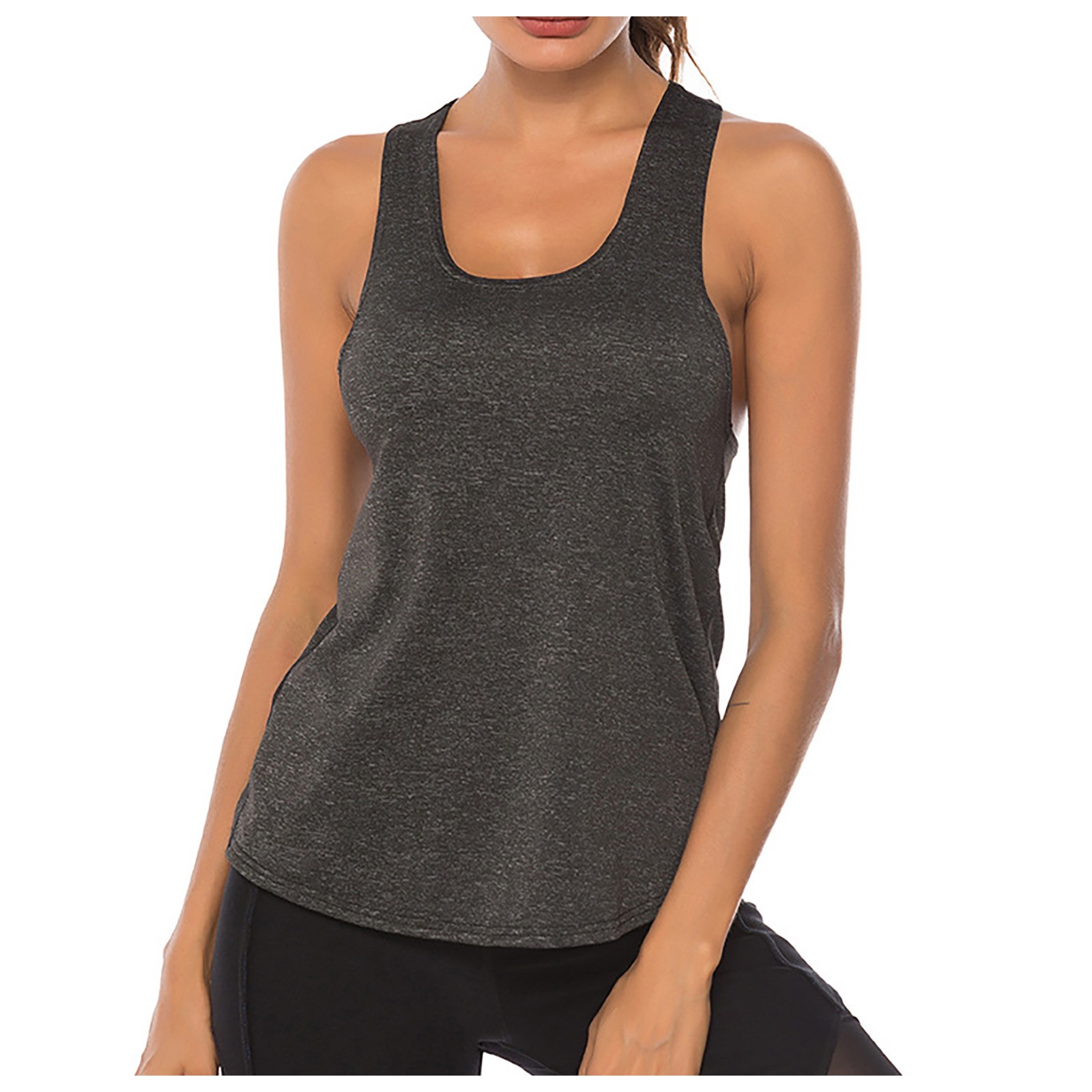 thumbnail image 5 of Camiseta sin mangas con espalda nadadora para mujer: camiseta de yoga de malla, ropa deportiva para correr y gimnasio, 95 % poliéster, transpirable, tallas S-XL, para entrenamiento/uso diario, 5 of 5